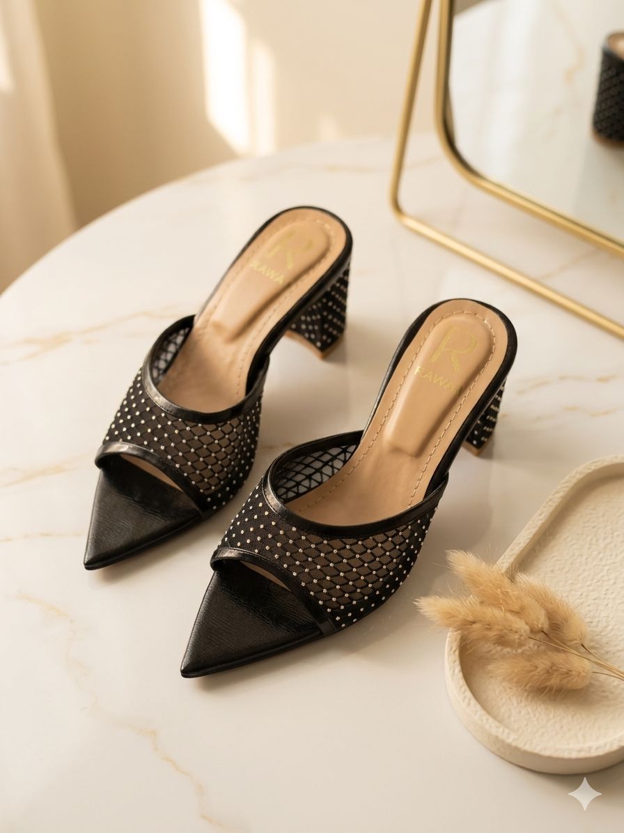 Noor Mesh Mules - Black