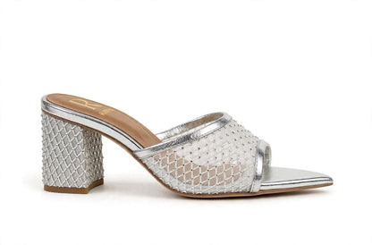 Noor Mesh Mules - Silver