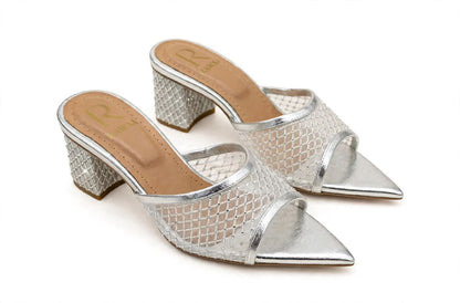Noor Mesh Mules - Silver