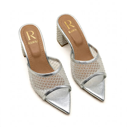 Noor Mesh Mules - Silver