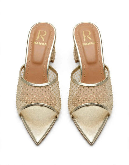 Noor Mesh Mules - Golden