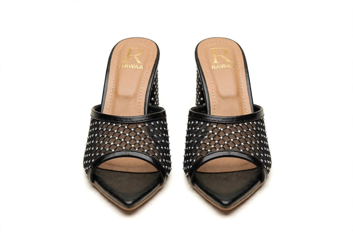 Noor Mesh Mules - Black