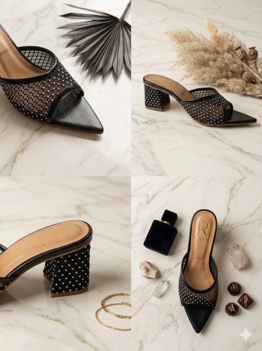 Noor Mesh Mules - Black