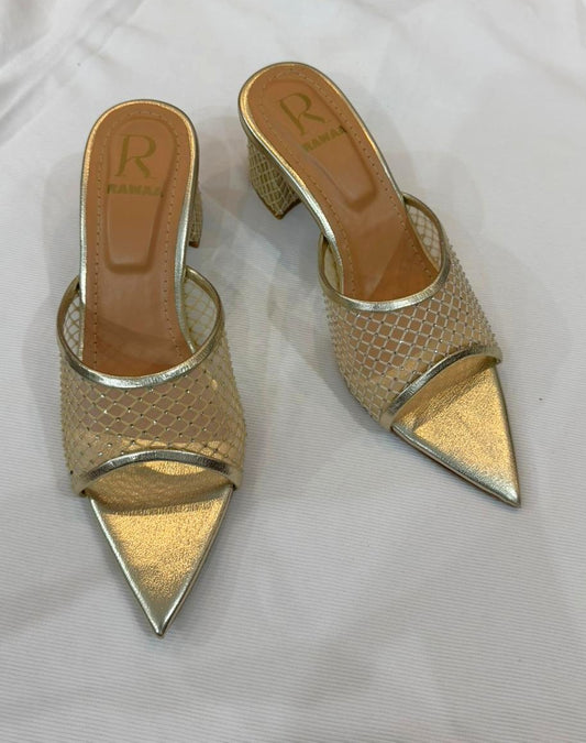 Noor Mesh Mules - Golden