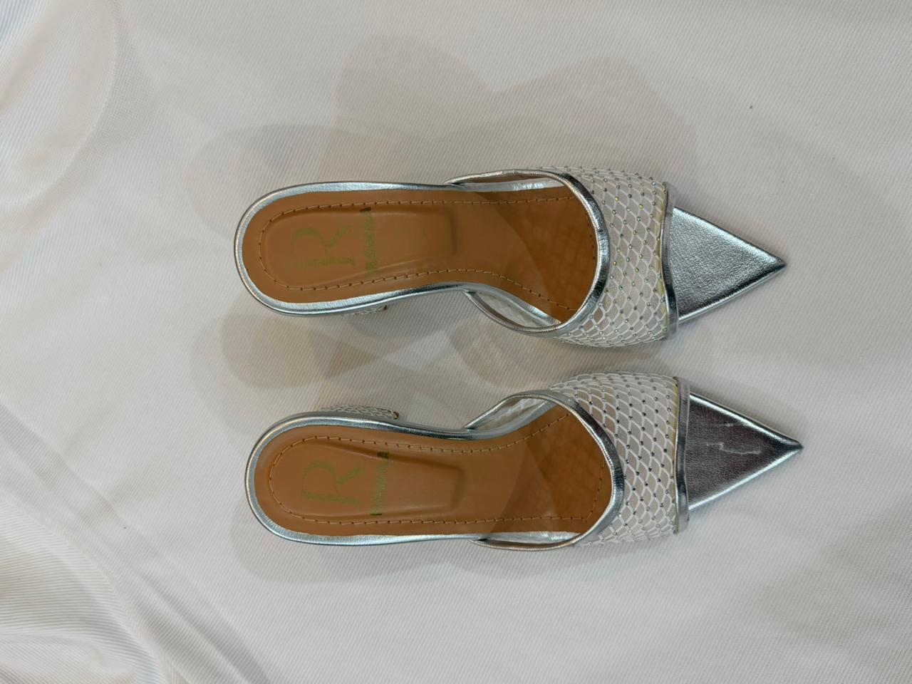 Noor Mesh Mules - Silver