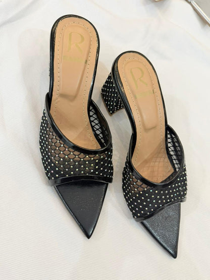 Noor Mesh Mules - Black