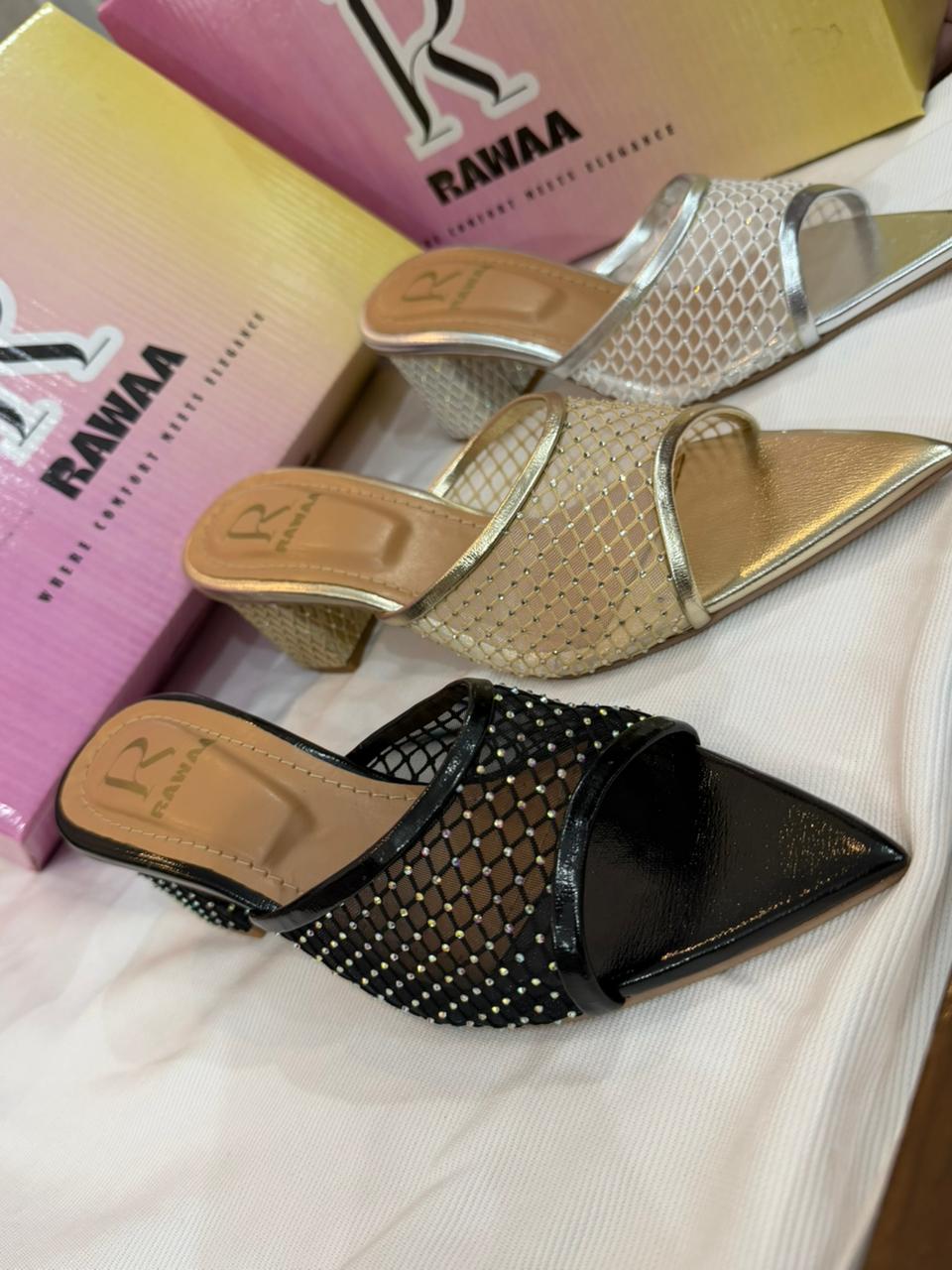 Noor Mesh Mules - Golden