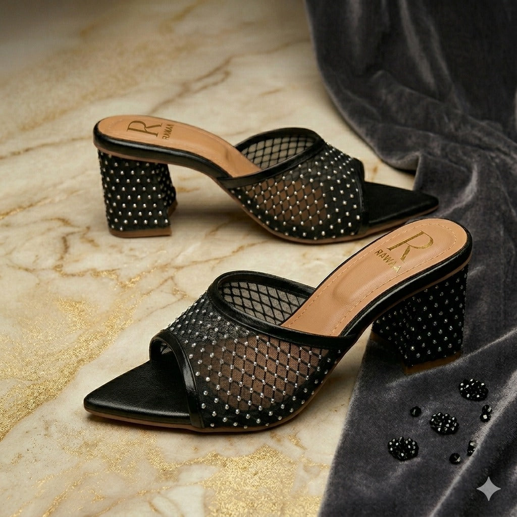 Noor Mesh Mules - Black